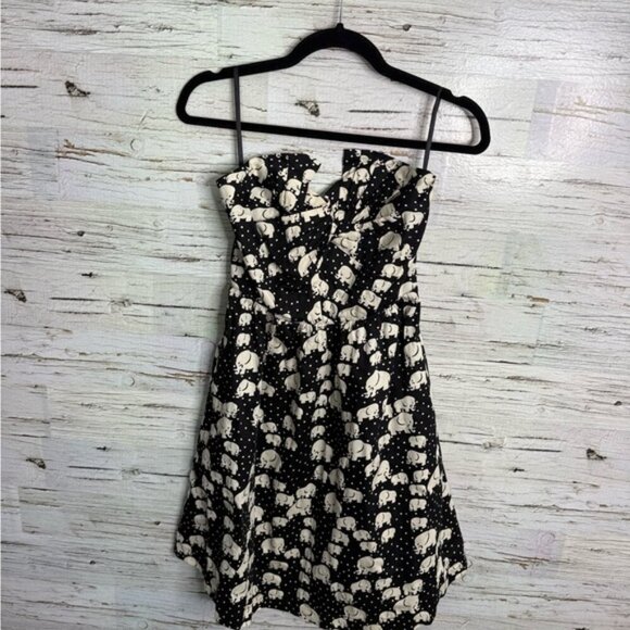 Anthropologie Women’s  Porridge Elephant Print Strapless Dress Size 0 mini - Picture 1 of 8